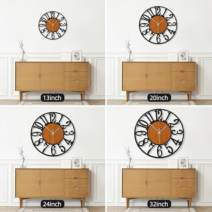 Maxstar Round Wall Clock for Living Room Decor Battery Operated Non Ticking - Image 3