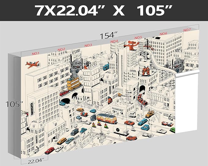 XMPMBM-Cartoon Comics City Nursery Room Fabric Wallpaper Kids Bedroom - Image 4