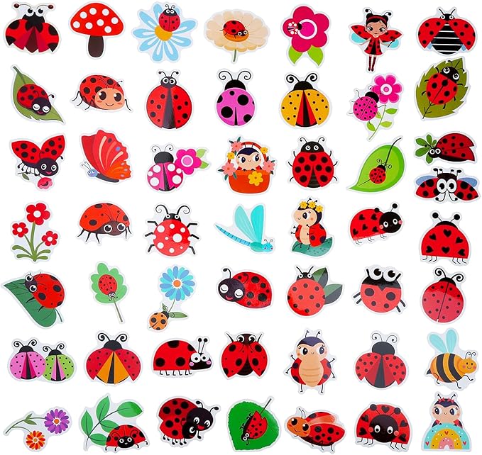 100 Pack Ladybug Stickers, Lady Bug Party Favors, Birthday Decorations
