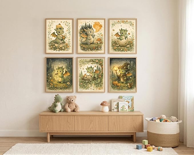 tgguytiy Vintage Nursery Dragon Wall Art - Image 7
