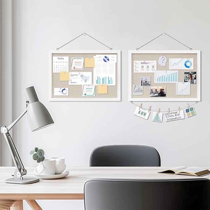 DAHAPYBOO Cork Board with Linen White 2Pack, Bulletin Board 17"x12" Hanging - Image 4