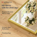 Keonjinn 30" x 36" Gold Bathroom Mirror, Beveled Edge Tempered Glass, - Image 3