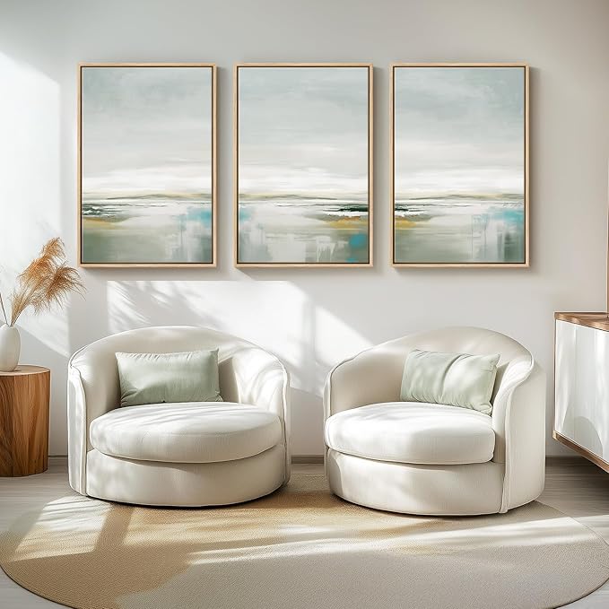 Large Framed Green Abstract Landscape Wall Art - Image 4