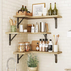 Fixwal Floating Shelves for Wall Set of 5, Rustic Wood Wall Mounted Corner - Image 7