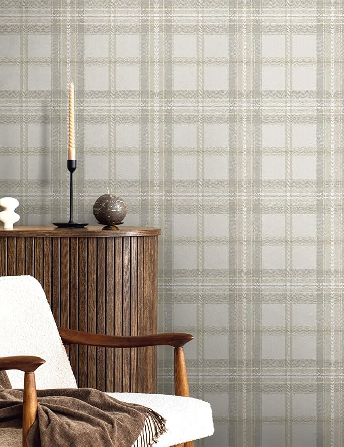 NextWall Harry & Grace Herringbone Plaid Premium Matte Non-Woven Peel and Stick - Image 3