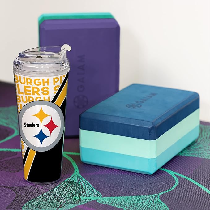 NFL Football 24oz Acrylic Tumbler with Hinged Lid, Officially Licensed Double Wall Tumbler for NFL Fans