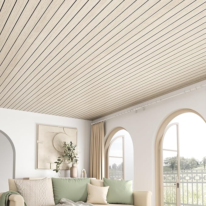 VEELIKE Coastal Oak Wood Wall Panels Peel and Stick Light Oak Wood Slat Wall - Image 3