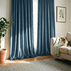 NICETOWN Slate Blue Velvet Curtains 84 Inch Length – Pom Pom Room Darkening - Image 7
