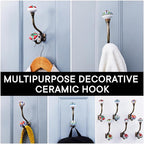 Indian Shelf Pack of 6 Heavy Duty Double Prong Multicolor Decorative Coat Hooks - Image 6