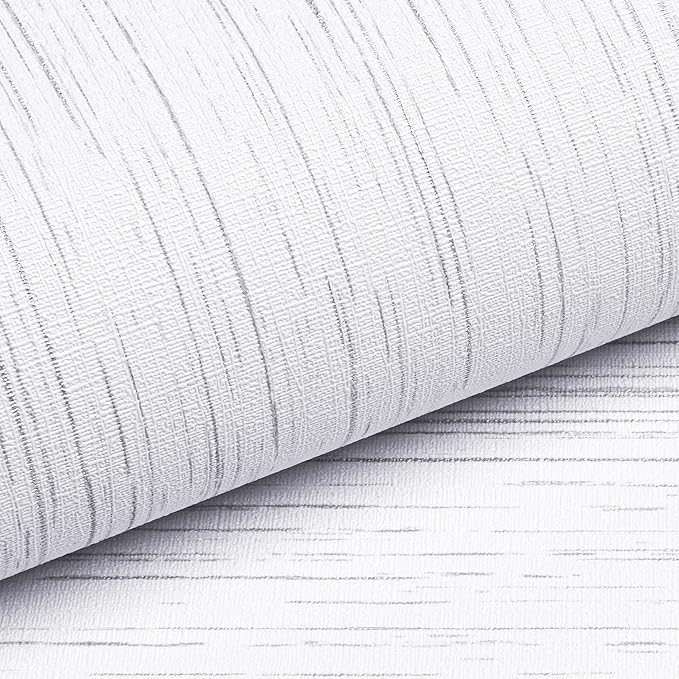 Livelynine 15.8x197 Peel and Stick Grasscloth Wallpaper White Textured Wall - Image 6