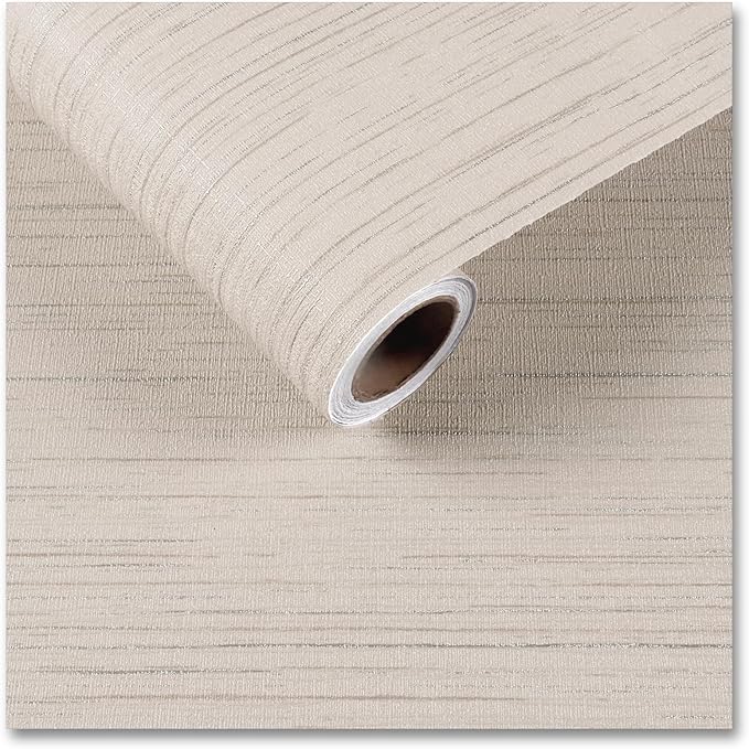 CRE8TIVE Large Size 24"x354" Cream White Grasscloth Peel and Stick Wallpaper by CRE8TIVE
