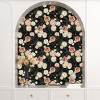 Pink White Rose Peony Wallpaper Peel and Stick Black Floral 17.5in x 393in - Image 7