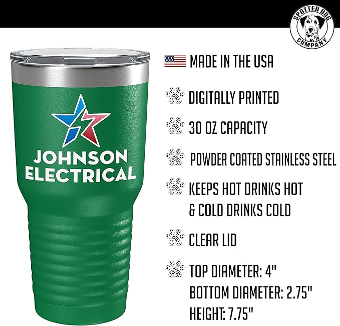 Personalized 30oz (17 Colors) Printed Insulated Stainless Steel Powder Coated Tumbler with Lid - Custom Bulk Promotional Items with your Logo - Bulk Company Small Business Party Favors (Green)