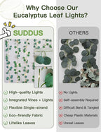 suddus Vines with Lights Battery Operated, 33ft 100 LED Eucalyptus Garland - Image 4