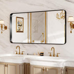 72 x 30 Inch Black Metal Framed Bathroom Mirror - Image 8