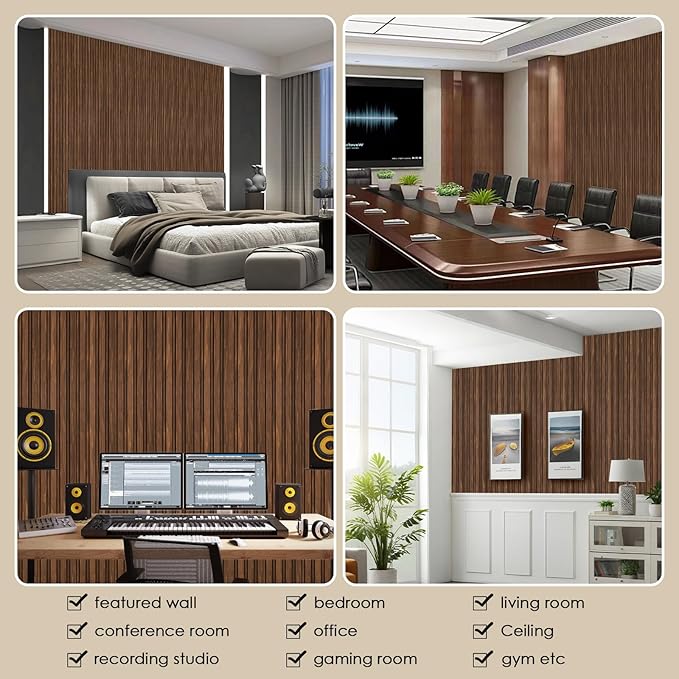 8-Pack 3D Slat Wall Panels — Soundproof Faux Wood Wall Panels - Image 6