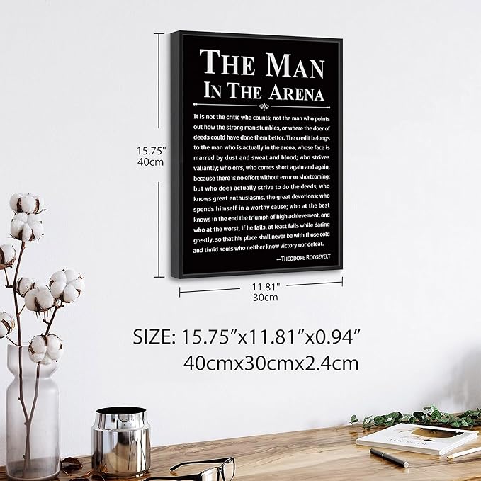 Howwii Office Wall Art Inspirational Decor The Man in the Arena Framed - Image 2