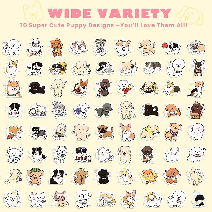 Cute Stickers for Kids - 70pc Sticker Pack - Kawaii Stickers for Teens Waterproof Vinyl Stickers for Water Bottles, Scrapbook, Laptops - Easter Basket Essentials Stuffers Gifts