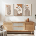 Framed Earth Tone Boho Abstract Wall Art Bedroom, 3 Piece Neutral Modern - Image 4