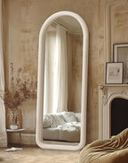 Delma Arched Full Length Mirror, Free Standing Floor Velvet Finish Frame Mirror - Image 8