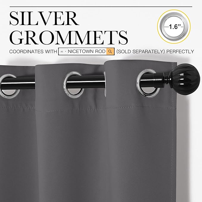 NICETOWN Bedroom Blackout Curtains Panels, 1 Pair, 55 inches by 108 Inch - Image 3