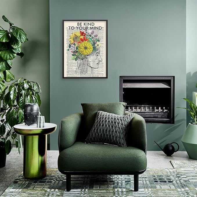 Be Kind To Your Mind Quote Poster Prints Mental Health Canvas Wall Art 16x24 - Image 5