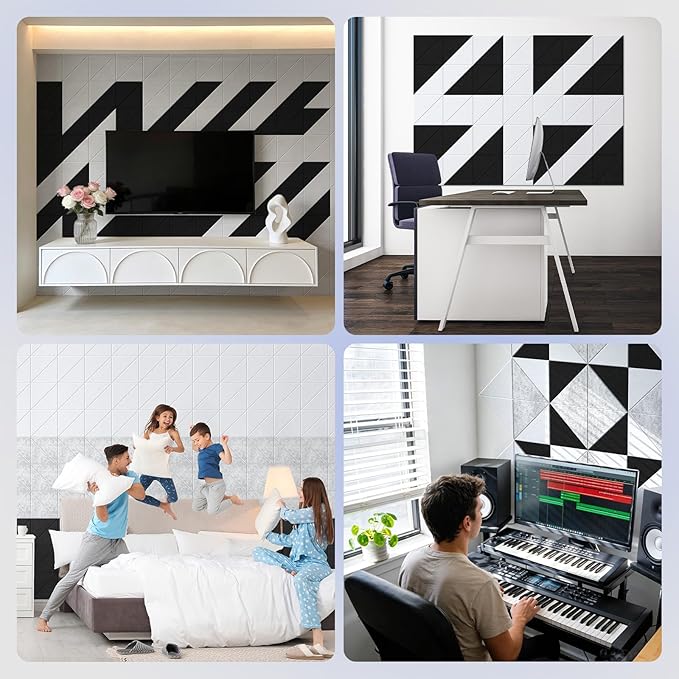 Vieshful Acoustic Panels, Peel & Stick Sound Absorbing Wall Panels, 10 Pack 12" - Image 2