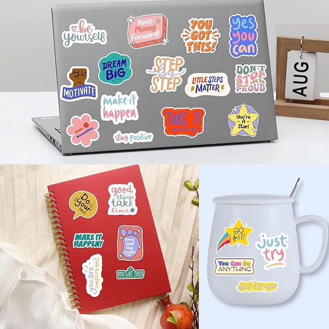 Motivational Stickers - Vinyl Inspirational Stickers for Water Bottle Laptop Decal Positive Qoute Encouraging Stickers Afirmations Encouragement Encouraging Gift Idea for Student Kids Teen