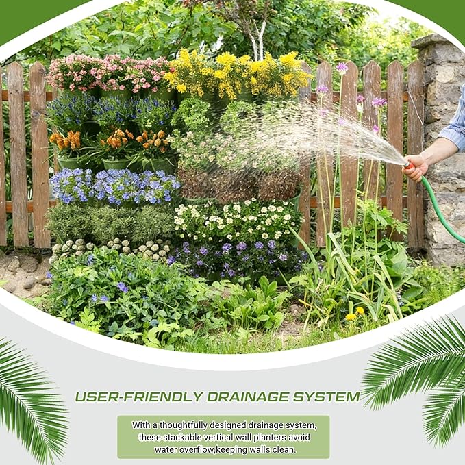 Briwooody 30 Set 60 Pocket Vertical Stackable Wall Planters Kit Outdoor Self - Image 8