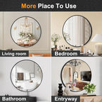 Black Round Mirror 22 Inch, Circle Wall Mirrors - Image 6