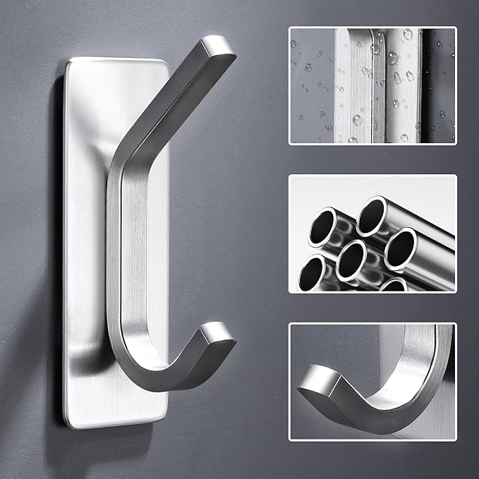DELITON Adhesive Towel Hooks for Bathroom - Image 4