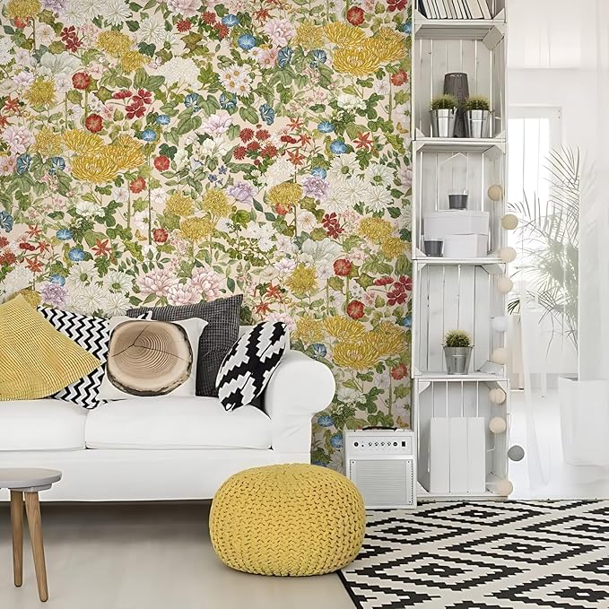 Floral Wallpaper Peel and Stick Boho Wall Paper Removable Waterproof - Image 2