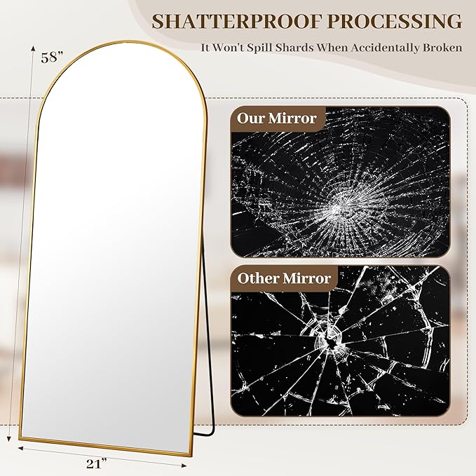 Suidia 58"x21" Arched Full Length Mirror - Image 4