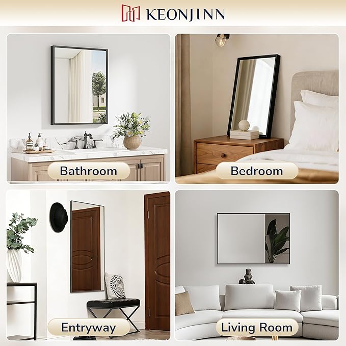 Keonjinn 22 x 30 Inch Black Bathroom Mirrors - Image 6