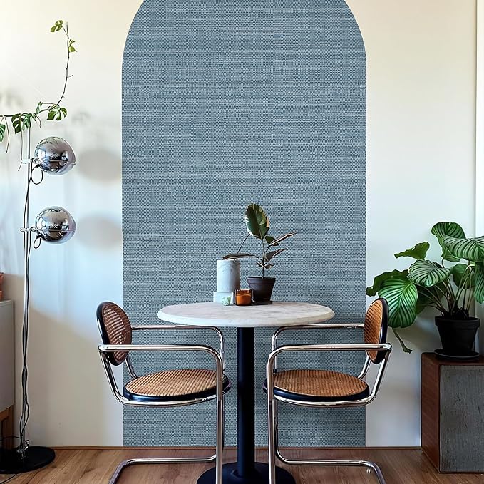 JiffDiff Grasscloth Wallpaper Peel and Stick Blue Grassweave Stick on Wallpaper - Image 4