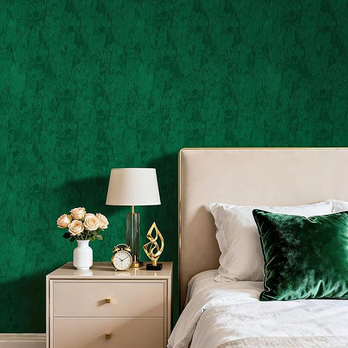30x317 Large Dark Green Wallpaper Self Adhesive Felt Fabric Wallpaper Stick and - Image 2