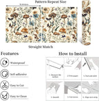 Froluya Mushroom Wallpaper Peel and Stick Vintage Floral Contact Paper 16.9" x - Image 5