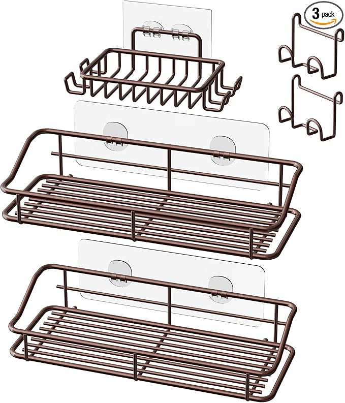 Nieifi Shower Caddy Shelf with Hooks Storage Rack Organizer Adhesive Stainless by Nieifi