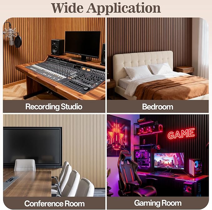 4 Pack Wood Panels for Wall, 94.4" x 12.8" Acoustic Wood Slat Wall Panel for - Image 6