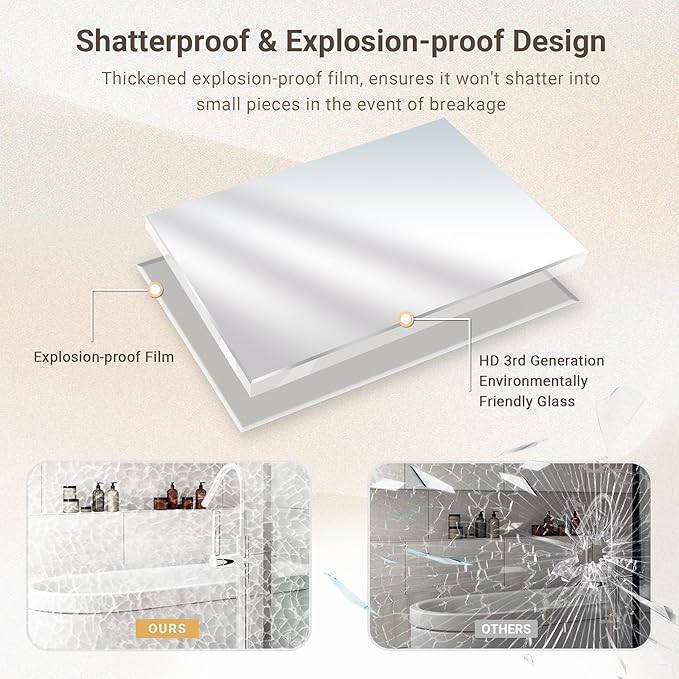 Silver Bathroom Mirror, 22x30 Inch Beveled Rectangle Wall Mounted Mirror - Image 8