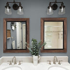 YOSHOOT Rustic Wooden Framed Wall Mirror, Natural Wood and Iron Bathroom Vanity - Image 5