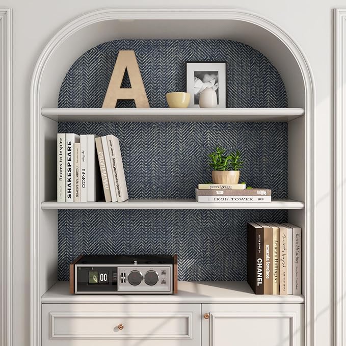 FunStick 24"x394" Removable Gold Dark Blue Textured Wallpaper Peel and Stick - Image 6