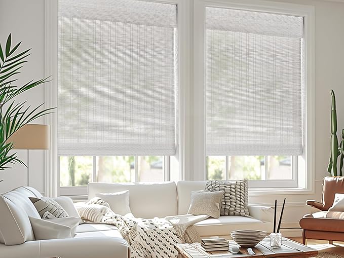 LazBlinds Cordless Bamboo Roman Shades, Light Filtering Window Treatment - Image 5