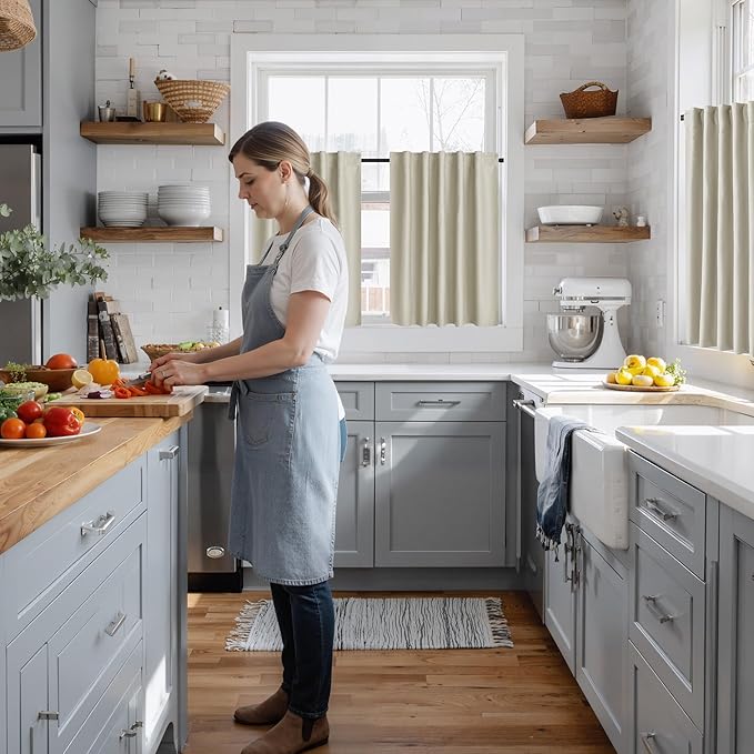 RYB HOME 100% Blackout Basement Curtains 30 inches Long, Heat & UV Blocking - Image 2