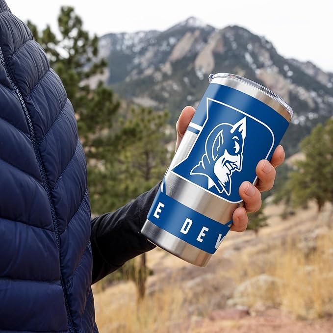 Rico Industries NCAA Duke Blue Devils Standard 20oz Stainless Steel Tumbler with Lid - Great for Coffee, Tea, Water or Cocktails