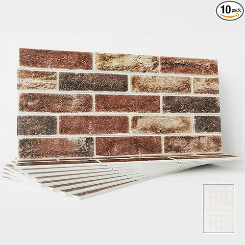3D Wall Panels Brick Peel and Stick 26.7"x13.4"-10 PCS by Abyssaly