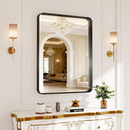 Bathroom Mirror for Wall, 30x22 Inch Rectangle Mirror, Matte Black Metal Framed - Image 9