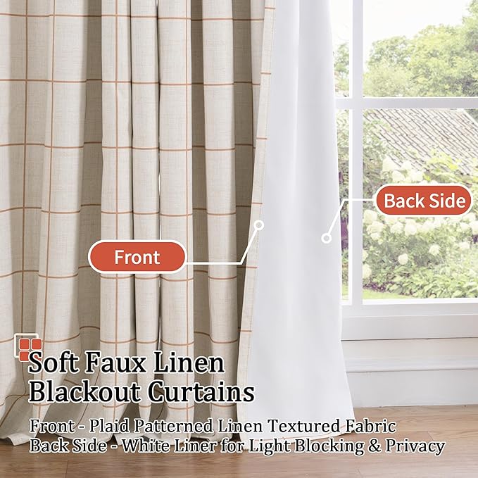 Lajode Plaid Curtains Pattern Printed 90 Inches Long - Image 3
