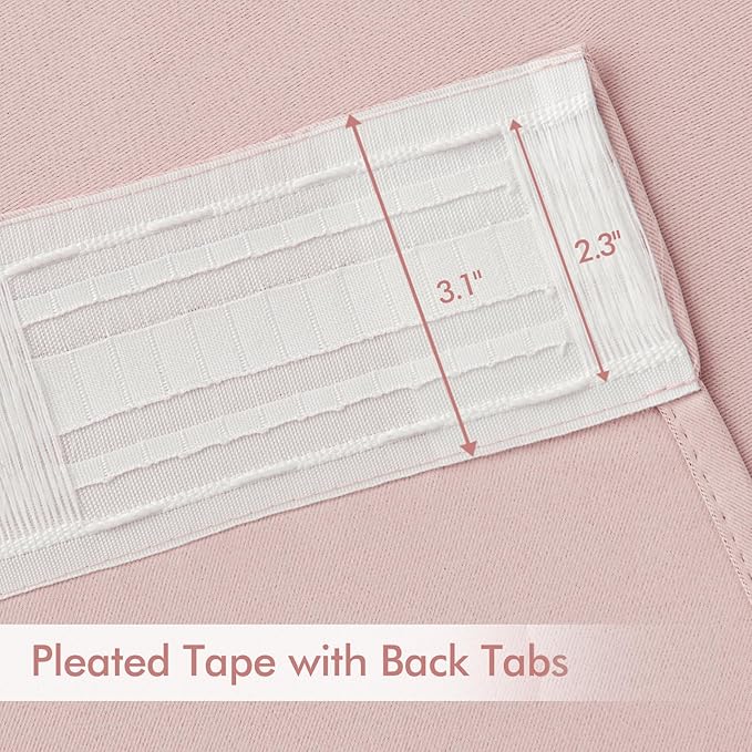 MIULEE Baby Pink Back Tab Blackout Curtains 96 Inch Long 2 Panels Set - Image 4
