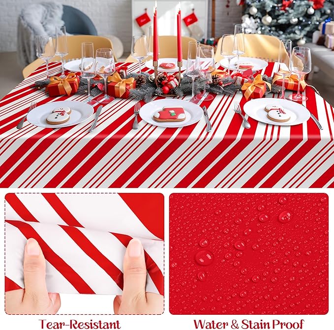 Kochorie 100 Ft x 54 Inch Christmas Candy Cane Striped Tablecloth Roll - Image 4